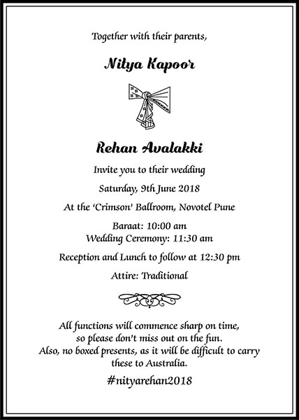 Interfaith wedding invitation wording 9 - Parekh Cards